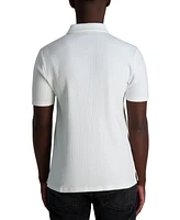 Karl Lagerfeld Paris Men's Short Sleeve Ribbed Polo Shirt