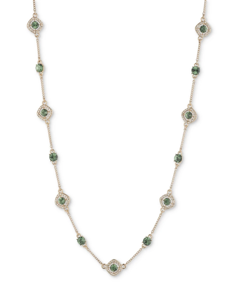 Givenchy Silver-Tone Pave & Round Crystal Halo Station Necklace, 16" + 3" extender