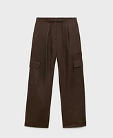Mango Women's Linen Cargo Pants