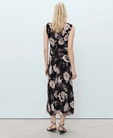 Mango Women's Floral-Print Draped Dress