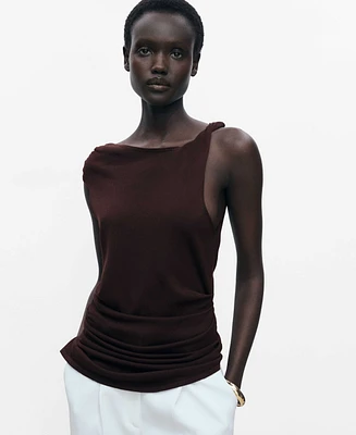 Mango Women's Asymmetrical Fine-Knit Top