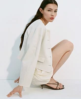 Mango Women's Buttoned Linen-Blend Jacket