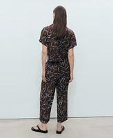 Mango Women's Floral-Print Knot Detail Cropped Shirt