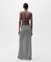 Mango Women's Long Striped Knit Skirts