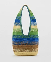 Mango Women's Natural Fiber Gradient Shopping Bag