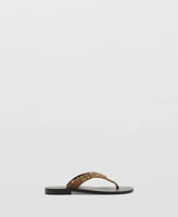 Mango Women's Die-Cut Straps Suede Sandals