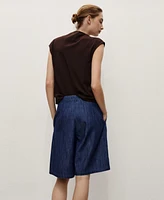 Mango Women's Rinse-Wash Denim Bermuda Shorts