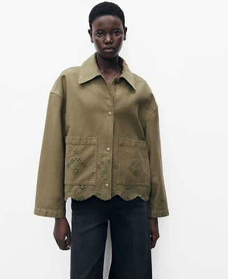 Mango Women's Openwork Details Cotton Overshirt