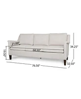 Contemporary Upholstered 3 Seat Sofa with Birch Wood Legs for Classy Comfort