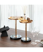 Adjustable Side Table with Marble Top (2-Pack)