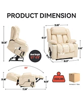 Dual Motor Lift Recliner with 8-Point Massage, Heat, and Cup Holders