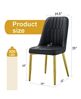 Set of 8 Dining Chairs with Pu Backrest and Gold Metal Legs