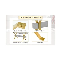 Modern Glass Dining Table with Gold Legs, Multipurpose for Home/Office (71"x35"x30")