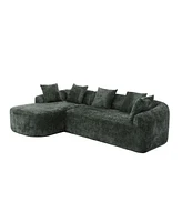 Boucle Sofa 3 Seater for Living Room Oversized Comfy Sofa L-Shape Sofa Couch with Chaise Home Furniture Sleeper Sectional Sofa for Apartment, Office L