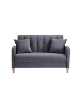 Modern Design Couch for Living Room Department Small Space Loveseat Smooth Velvet Upholstered Tufted Sofa Grey