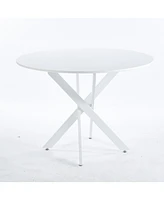 42" Mid-Century Dining Table with Round Mdf Top and Pedestal Base