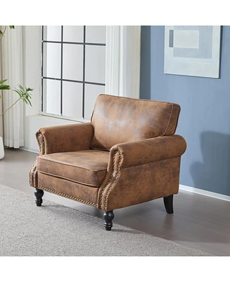 40" Nailhead Trim Sofa, 22" Deep Seat, Faux Leather