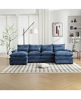 Modern Large chenille Fabric U-Shape Sectional Sofa