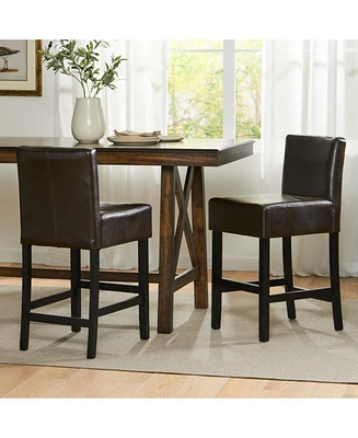 Set of 2 26" Portman Bonded Leather Counter Height Barstool, Brown
