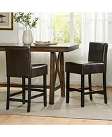 Set of 2 26" Portman Bonded Leather Counter Height Barstool, Brown