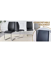 White Marble Table & Black Pu Chairs