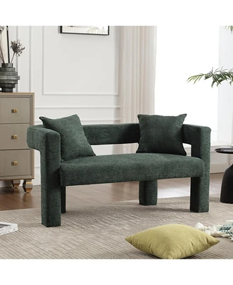 Upholstered Chenille Loveseat: Compact Sofa for Living Areas (Emerald)