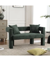 Upholstered Chenille Loveseat: Compact Sofa for Living Areas (Emerald)