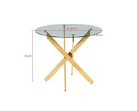 Mid-Century Dining Set: 4-6 Person Table with Glass Top & Pedestal