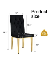8-Piece Velvet Dining Chairs with Gold Metal Legs