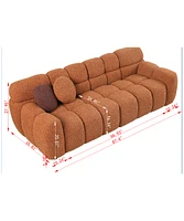 Light Brown Boucle 3-Seater Marshmallow Sofa