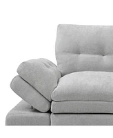 Grey Linen Sleeper Sofa Bed with Pull Out Chaise