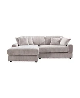 Modern CorduroyCorner sofa Sleeper Sofa Couch With Comfy Deep Seat& 6 Pillows