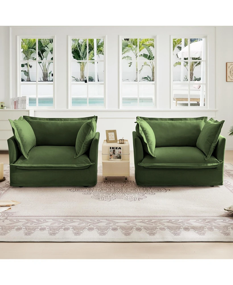 Set of 2 Slipcovered Armchairs for Living and Workspace