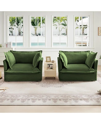 Set of 2 Slipcovered Armchairs for Living and Workspace