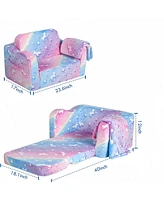 2-in-1 Kids Modular Sleeper Sofa: Convertible Comfy Lounger, Small Pink