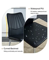 Pandora Dining Table Set: 63" Stone Table with 4 Black Shell Chairs