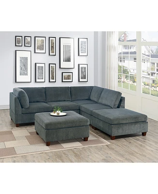 Chenille Modular Sectional 6 Piece Set - Modern Living Room Furniture