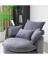 Modern 360 Swivel Accent Chair with 4 Pillows (Grey