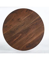 Modern Round Dining Table, Mdf Top with Black Cross Metal Legs, Space-Saving, 90x90x75cm