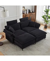 Cloud Comfort Sectional Sofa with Ottomans (85.8", Black