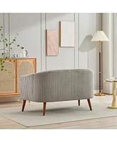 Modern Corduroy Loveseat Sofa, 2-Seat with Walnut Legs