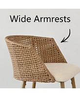 Rattan Boucle Armrest Counter Stool Set Of 2-Maison Boucle