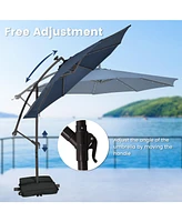 10 Feet Cantilever Umbrella with 32 Led Lights and Solar Panel Batteries