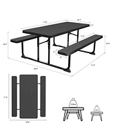 Skonyon 6ft Picnic Table with 2 Benches Heavy-Duty Table for 6-8 Person