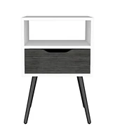 Nightstand Fugaz, Open Shelf, Single Drawer, Smokey Oak Finish