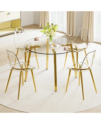 Glass Table & Gold Leg Chairs