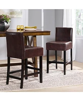 26-inch Brown Leather Counter stools (Set of 2)