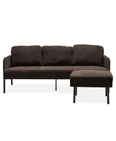 Modern 3-Seater L-Shaped Sofa with Ottoman, Polyester Fabric