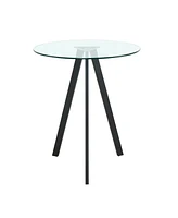 Black Pu Fabric & Glass Bar Chairs with Metal Legs (Set of 5)