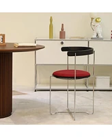 Modern Chrome Frame Folding Chair with Wood Back